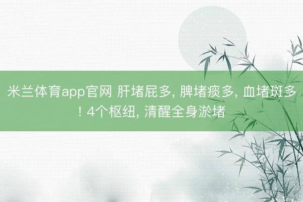 米兰体育app官网 肝堵屁多, 脾堵痰多, 血堵斑多! 4个枢纽, 清醒全身淤堵