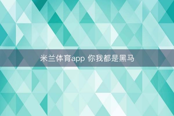 米兰体育app 你我都是黑马