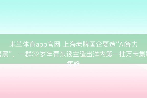 米兰体育app官网 上海老牌国企要造“AI算力腹黑”,一群32岁年青东谈主造出洋内第一批万卡集群