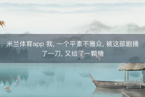 米兰体育app 我， 一个平素不雅众， 被这部剧捅了一刀， 又给了一颗糖