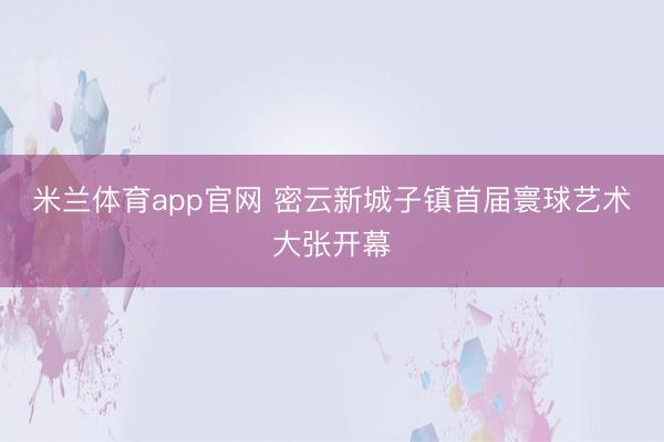 米兰体育app官网 密云新城子镇首届寰球艺术大张开幕